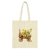 Daffodils Tote Bag, Flower Cart Design, Spring Flowers, Botanical Art, Yellow Flowers, Easter Theme Tote, Gift for Her, Floral Print Bag - Tawshia